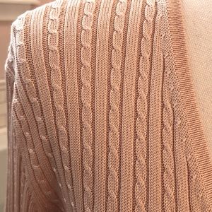 Ann Taylor, blush pink 100%silk cable knit cardigan, size medium